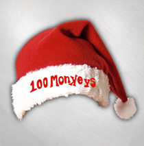 100 Monkeys - Red Plush Santa Hat